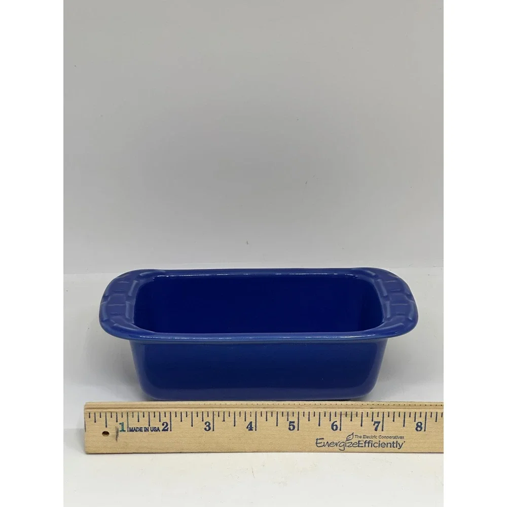 Longaberger Woven Traditions Small Loaf Dish Cornflower Blue Pottery 3162030